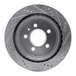 Cadillac CTS Brake Rotor (1) - Rear Left - R1 Concepts - Drilled & Slotted - Silver - `03-`11